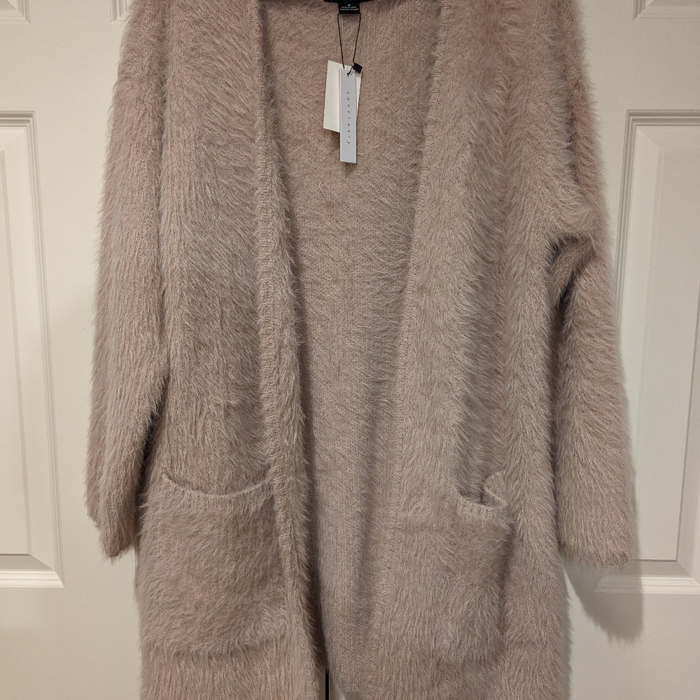 NWT Sanctuary Heavy Fuzzy Sweater 1X Dusty Pink Cardigan Pockets